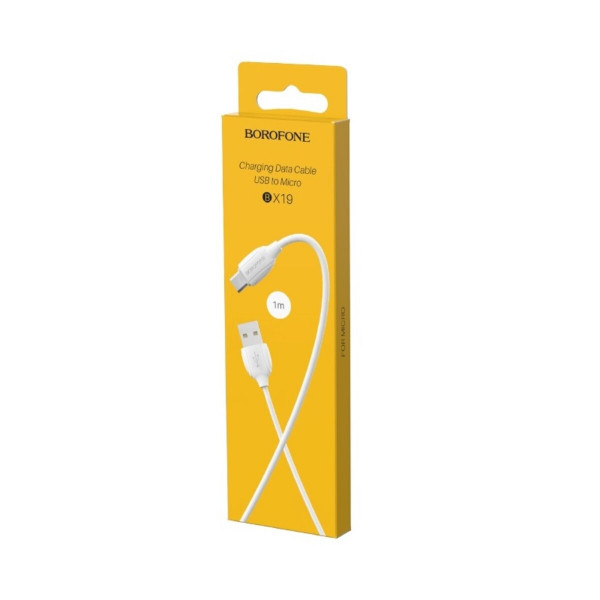 Кабель BOROFONE BX19 USB to Micro 2.4A, 1m, PVC, TPE connectors, Білий