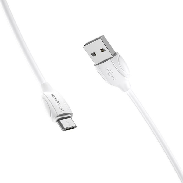Кабель BOROFONE BX19 USB to Micro 2.4A, 1m, PVC, TPE connectors, Білий