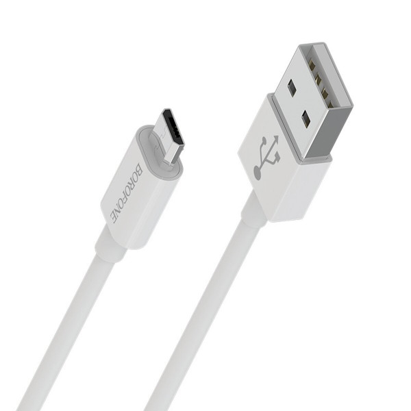 Кабель BOROFONE BX22 USB to Micro 2.4A, 1m, PVC, РС connectors, White
