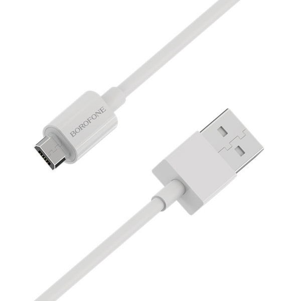 Кабель BOROFONE BX22 USB to Micro 2.4A, 1m, PVC, РС connectors, White