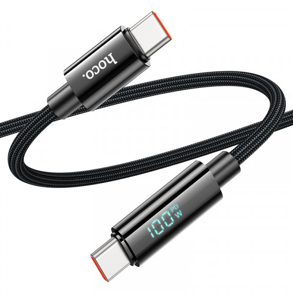 Кабель HOCO U125 Benefit 100W charging data cable with display Type-C to Type-C Black (6942007611930)