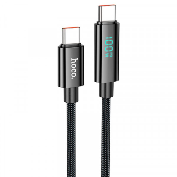 Кабель HOCO U125 Benefit 100W charging data cable with display Type-C to Type-C Black (6942007611930)