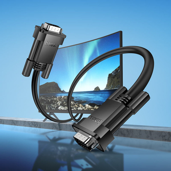 Кабель HOCO US11 VGA male to VGA male HD data cable(L=1M) Black