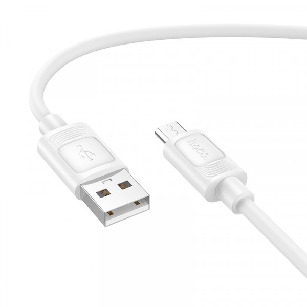 Кабель HOCO X122 Benefit silicone charging data cable Micro White (6942007662215)
