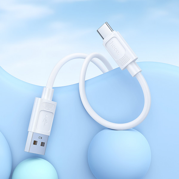 Кабель HOCO X122 Benefit silicone charging data cable Type-C White (6942007662239)