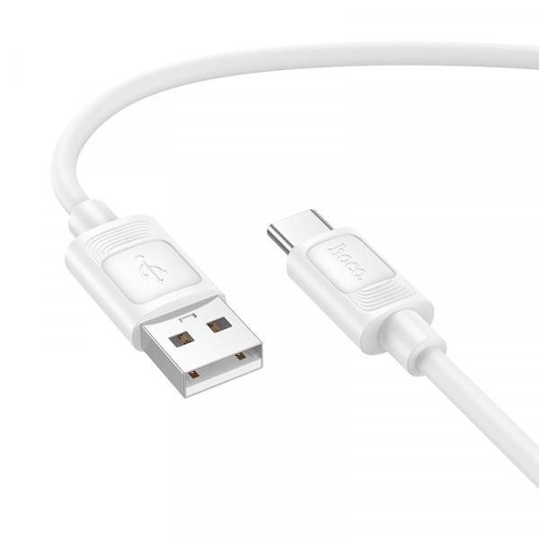 Кабель HOCO X122 Benefit silicone charging data cable Type-C White (6942007662239)