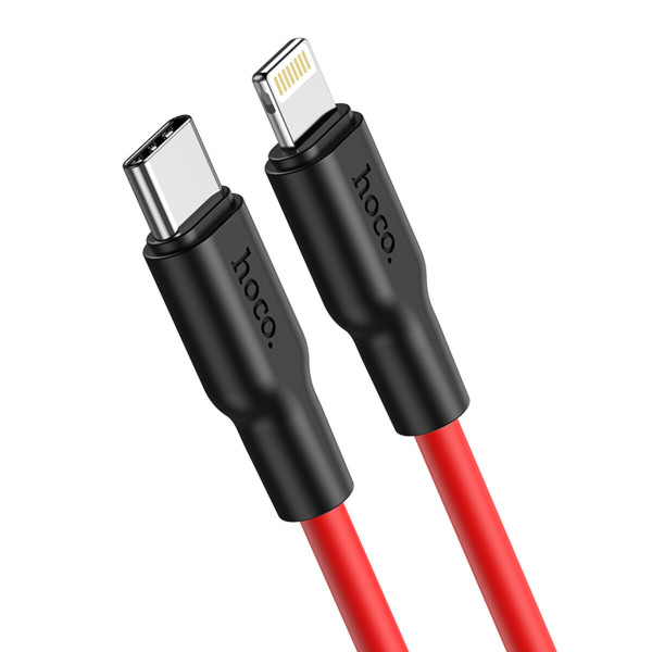 Кабель HOCO X21 Plus Type-C to iP 3A, 20W, 1m, black and red