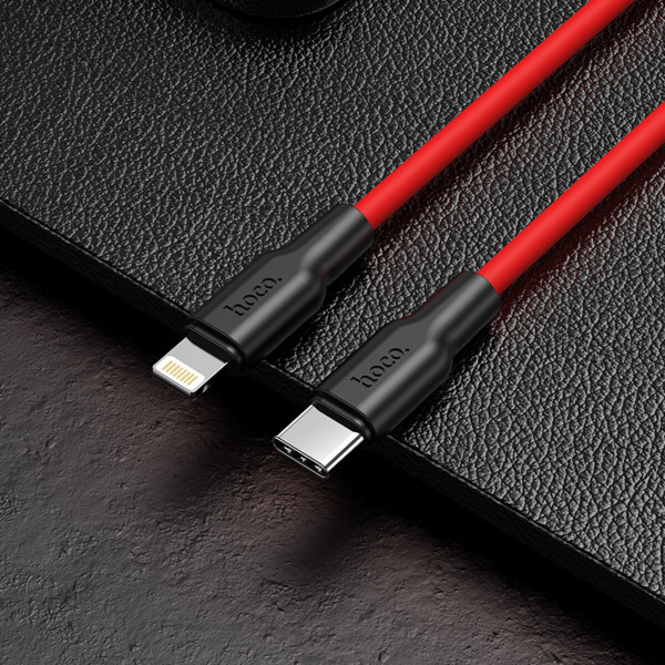 Кабель HOCO X21 Plus Type-C to iP 3A, 20W, 1m, black and red