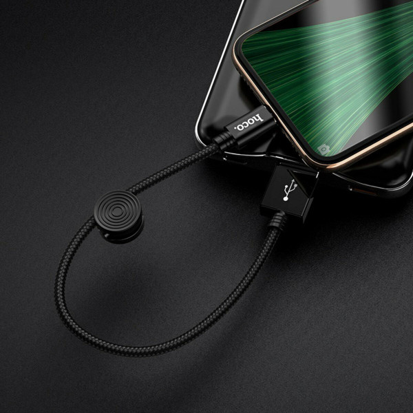 Кабель HOCO X35 USB to Micro 2.4A, 0.25m, nylon, aluminum connectors, Black