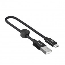 Кабель HOCO X35 USB to Micro 2.4A, 0.25m, nylon, aluminum connectors, Чорний