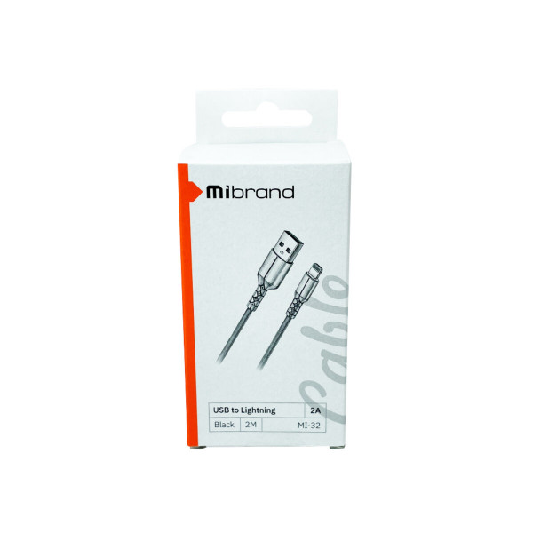Кабель Mibrand MI-32 Nylon Charging Line USB for Lightning 2A 2m Black