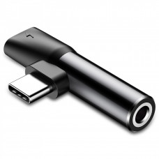Кабель-перехiдник Baseus L41 Type-C(input) for Type-C female connectors+3.5 mm female Чорний