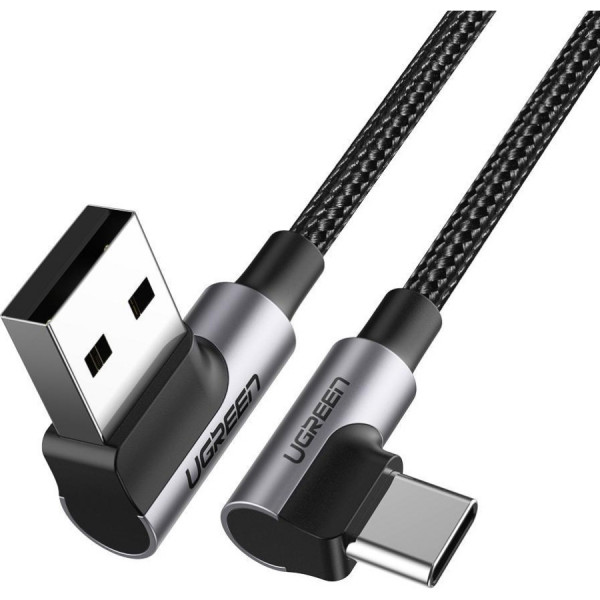 Кабель UGREEN US284 Right Angle USB-A to USB-C Cable 1m (Space Gray) (UGR-50941) (UGR-50941)