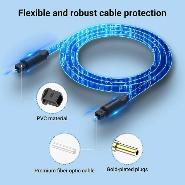 Кабель Vention Optical Fiber Audio Cable 1.5M Чорний (BAEBG)