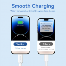 Кабель Vention USB 2.0 Type-A Male to Lightning Male 2.4A Cable 1M White PVC Type (LAMWF)