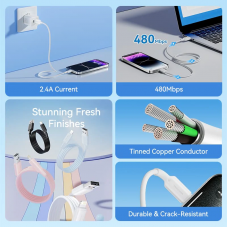 Кабель Vention USB 2.0 Type-A Male to Lightning Male 2.4A Cable 1M White PVC Type (LAMWF)