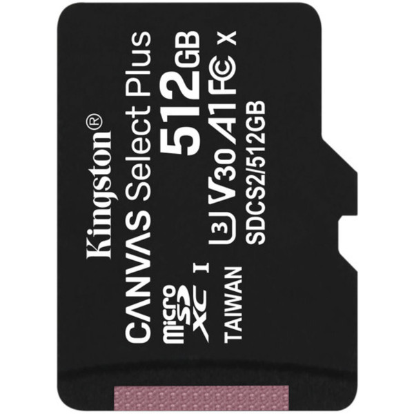 Карта пам'яті microSDXC (UHS-1) Kingston Canvas Select Plus 512Gb class 10 А1 (R-100MB/s)