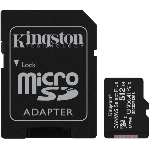 Карта пам'яті microSDXC (UHS-1) Kingston Canvas Select Plus 512Gb class 10 А1 (R-100MB/s) (adapter SD)