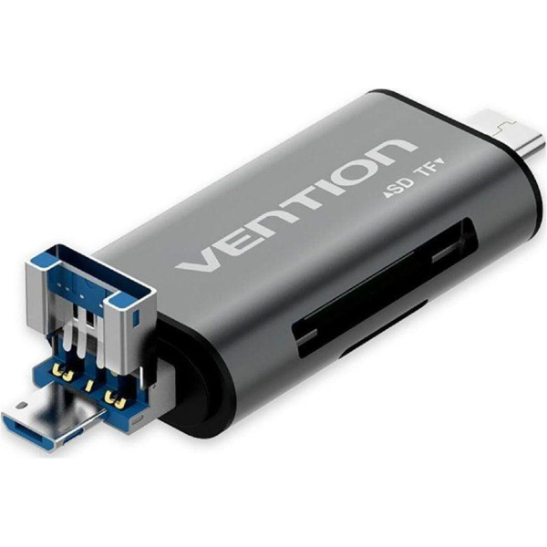 Картрідер Vention USB3.0 Multi-function Card Reader Gray Metal Type (CCHH0)