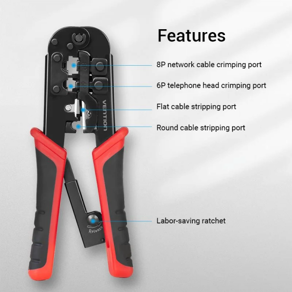 Крімпер Vention Multi-function Crimping Tool Ratchet Type Чорний (KEAB0)