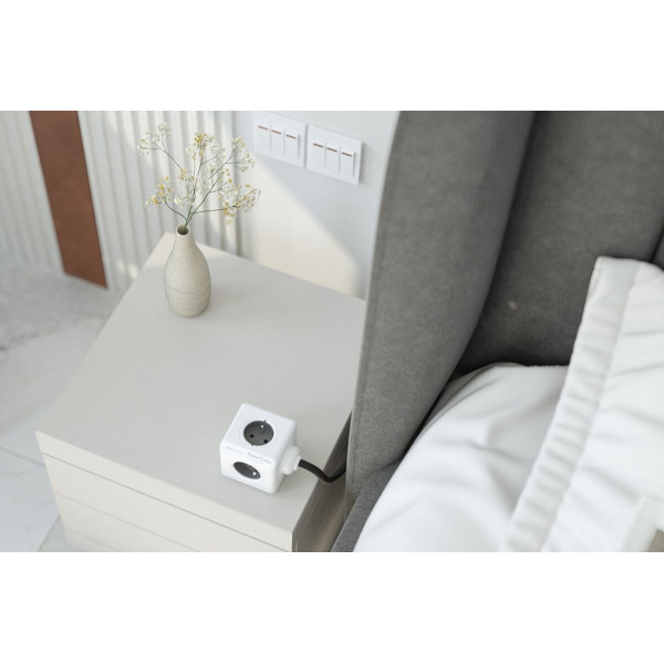Мережевий подовжувач Allocacoc PowerCube Extended з заземленням 4 розетки 2 USB 1.5 м, сірий