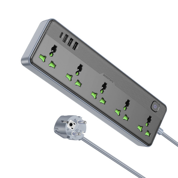 Мережевий подовжувач BOROFONE BAC4A Lord 5 position socket(1C3A)(EU) Чорний