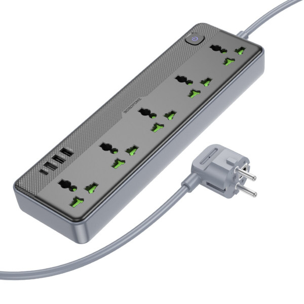 Мережевий подовжувач BOROFONE BAC4A Lord 5 position socket(1C3A)(EU) Чорний