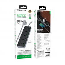 Мережевий подовжувач BOROFONE BAC4A Lord 5 position socket(1C3A)(EU) Чорний