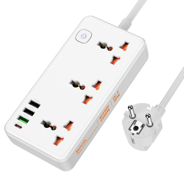 Мережевий подовжувач HOCO AC8A Storm 3-position socket(PD30W/1C3A) Білий