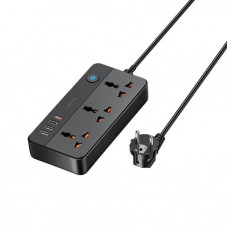 Мережевий подовжувач "REMAX Kiddy Series (1.5 m) 20W 3A1C 3-outlet Power Strip RP-U153" EU-Black (6954851237235)