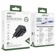 Мережевий зарядний пристрій ACEFAST A73 mini PD20W GaN USB-C charger Black (6974316282648)