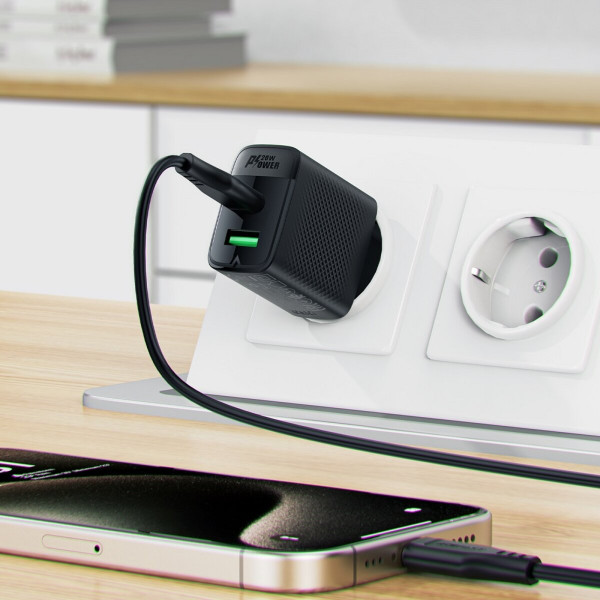 Мережевий зарядний пристрій ACEFAST A78 PD20W GaN (USB-A+USB-C) charger Чорний