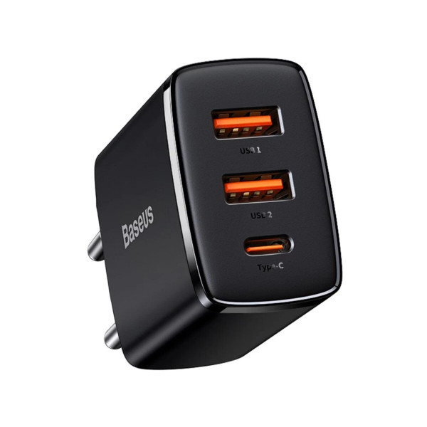 Мережевий зарядний пристрій Baseus Compact Quick Charger 2U+C 30W EU Чорний