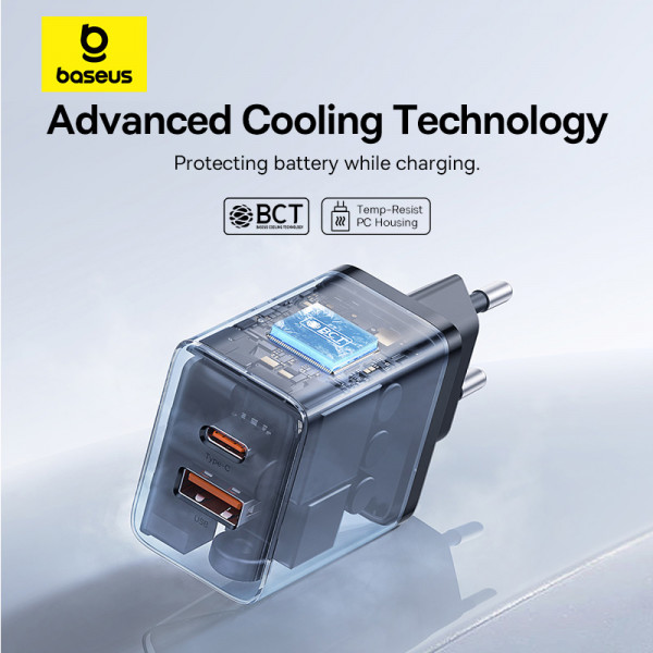 Мережевий зарядний пристрій Baseus Cube Fast Charger C+U 30W EU Cluster Black