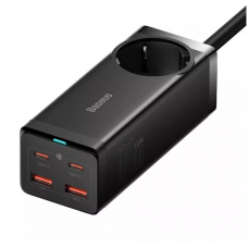 Мережевий зарядний пристрій Baseus GaN3 Pro Desktop Powerstrip AC+2U+2C 100W EU Black (With Mini White Cable Type-C to Type-C 100W(20V/5A) 1m Black） (PSZM000401)