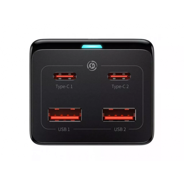 Мережевий зарядний пристрій Baseus GaN3 Pro Desktop Powerstrip AC+2U+2C 100W EU Black (With Mini White Cable Type-C to Type-C 100W(20V/5A) 1m Black） (PSZM000401)