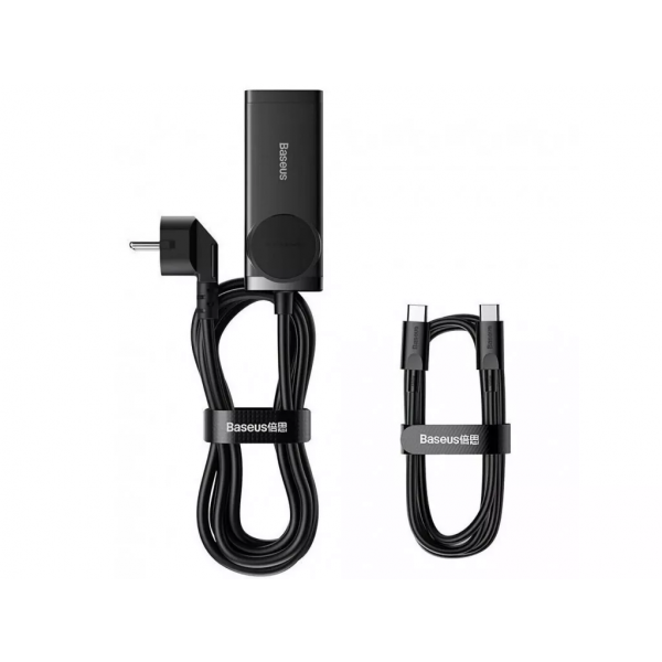 Мережевий зарядний пристрій Baseus GaN3 Pro Desktop Powerstrip AC+2U+2C 100W EU Black (With Mini White Cable Type-C to Type-C 100W(20V/5A) 1m Black） (PSZM000401)