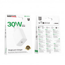 Мережевий зарядний пристрій BOROFONE BA107A Stellar single port PD30W charger (EU) White (6941991125348)