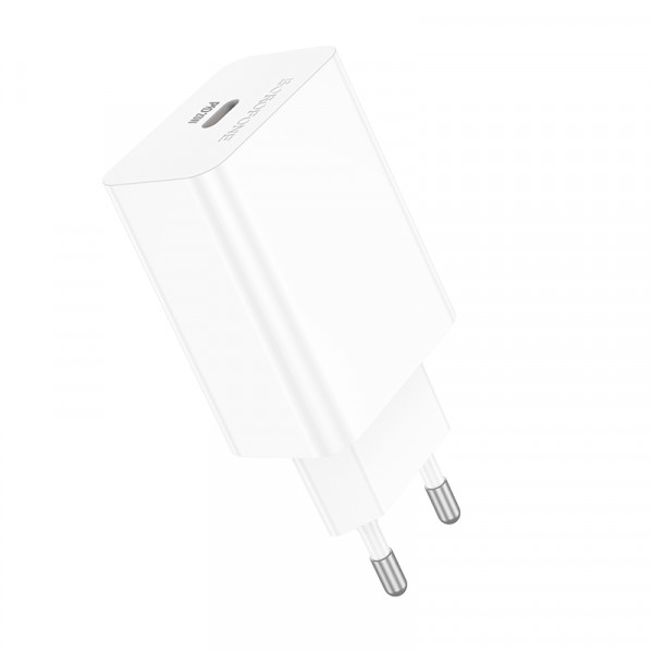 Мережевий зарядний пристрій BOROFONE BA21A Pro Long journey single port PD20W charger White (6941991111402)