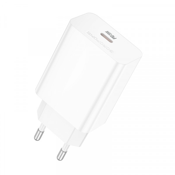 Мережевий зарядний пристрій BOROFONE BA21A Pro Long journey single port PD20W charger White (6941991111402)