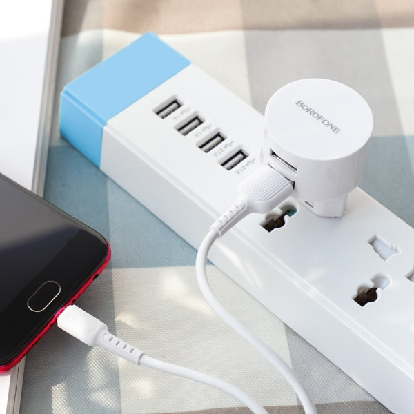 Мережевий зарядний пристрій BOROFONE BA23A Brilliant dual port charger 12W White