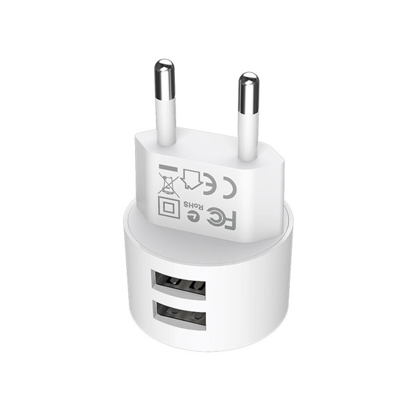Мережевий зарядний пристрій BOROFONE BA23A Brilliant dual port charger 12W White