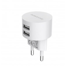 Мережевий зарядний пристрій BOROFONE BA23A Brilliant dual port charger 12W Білий