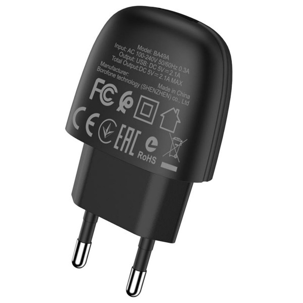 Мережевий зарядний пристрій BOROFONE BA49A Vast power single port charger 10.5W Чорний