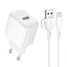 Мережевий зарядний пристрій BOROFONE BAS42A Potential single-port QC3.0 charger set(Micro)(EU) Білий