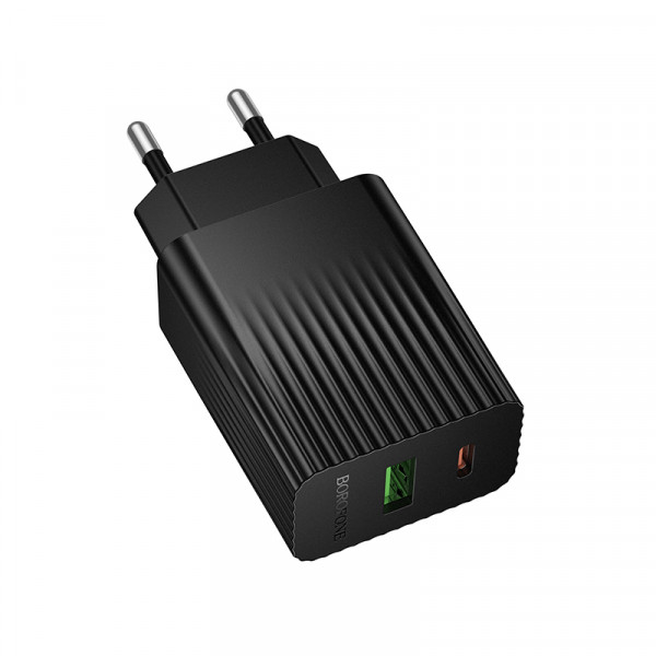 Мережевий зарядний пристрій BOROFONE BAS74A Source PD20W+QC3.0 charger (EU) Black (6941991122750)