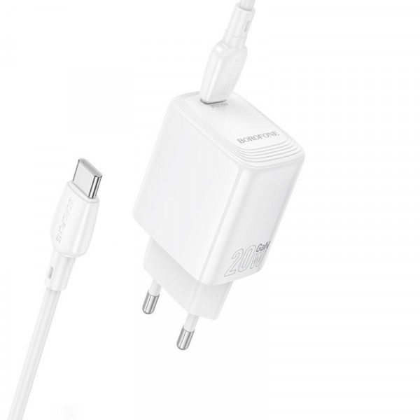Мережевий зарядний пристрій BOROFONE BN26 Fuente single-port PD20W charger set (C to C) (EU) White