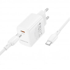 Мережевий зарядний пристрій BOROFONE BN26 Fuente single-port PD20W charger set (C to C) (EU) White