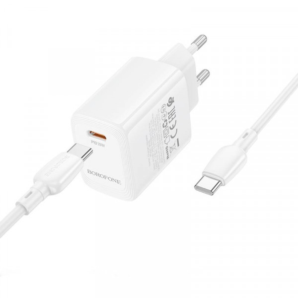 Мережевий зарядний пристрій BOROFONE BN26 Fuente single-port PD20W charger set (C to C) (EU) White