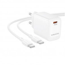 Мережевий зарядний пристрій BOROFONE BN26 Fuente single-port PD20W charger set (C to C) (EU) White